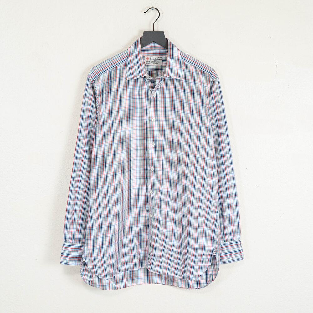 Turnbull & Asser Men's button up Dress Shirt Multi color check cotton 16